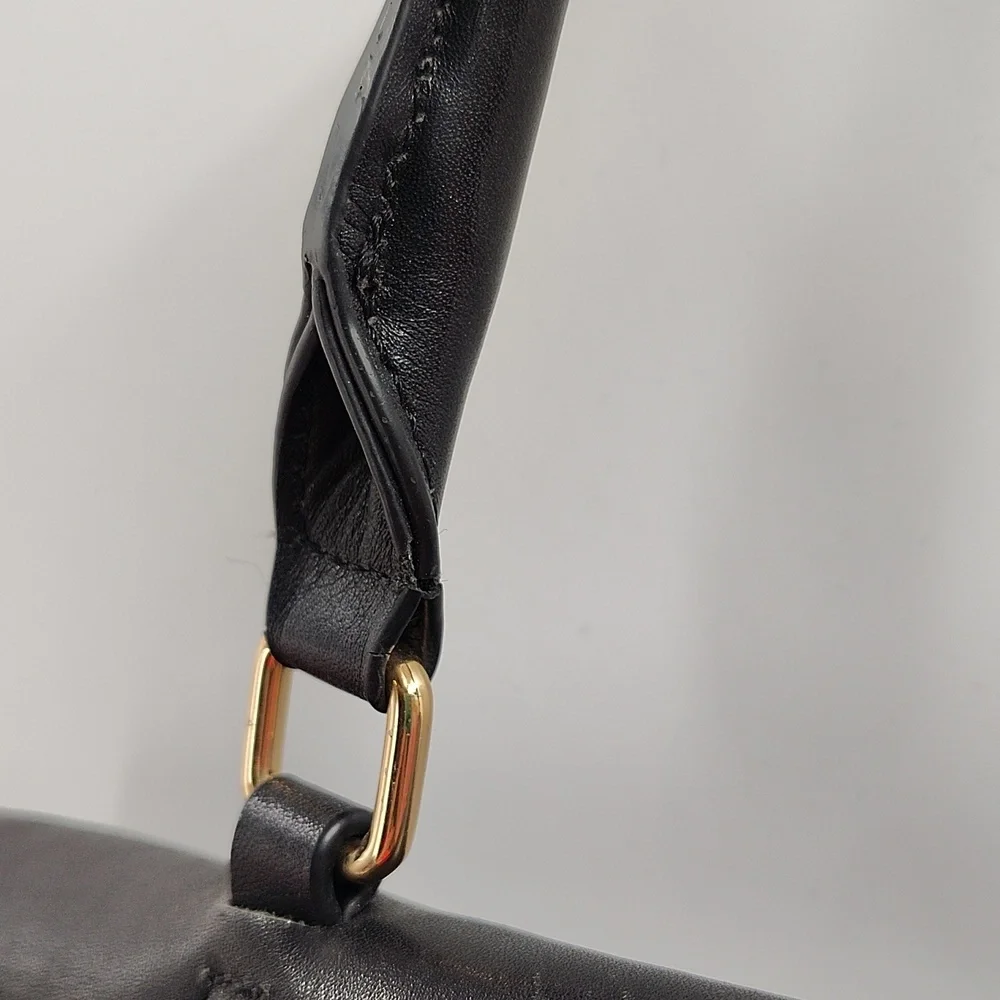 Antonio Melani Black Leather Purse Top Handle Flap Over